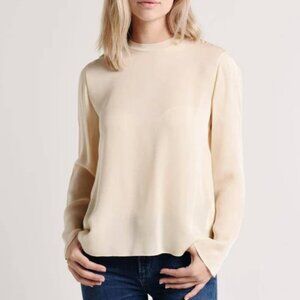 Vince Cream Rib Trim with Tie Blouse - Size S